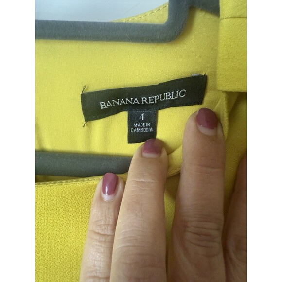 Banana Republic Flounce Dress Yellow SIZE 4 Fit And Flare - Picture 6 of 8